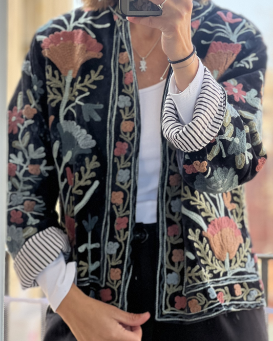 Chaqueta suzani terciopelo bordada black