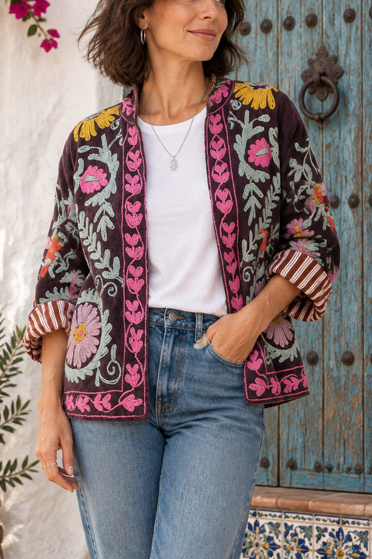 Chaqueta Suzani terciopelo bordada