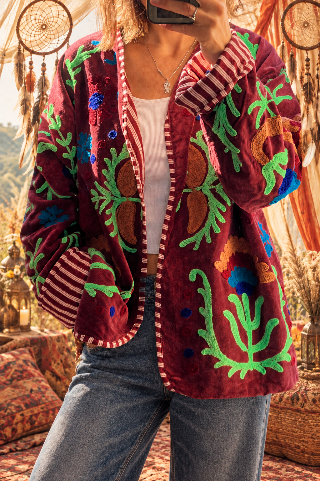 Chaqueta Suzani terciopelo bordada