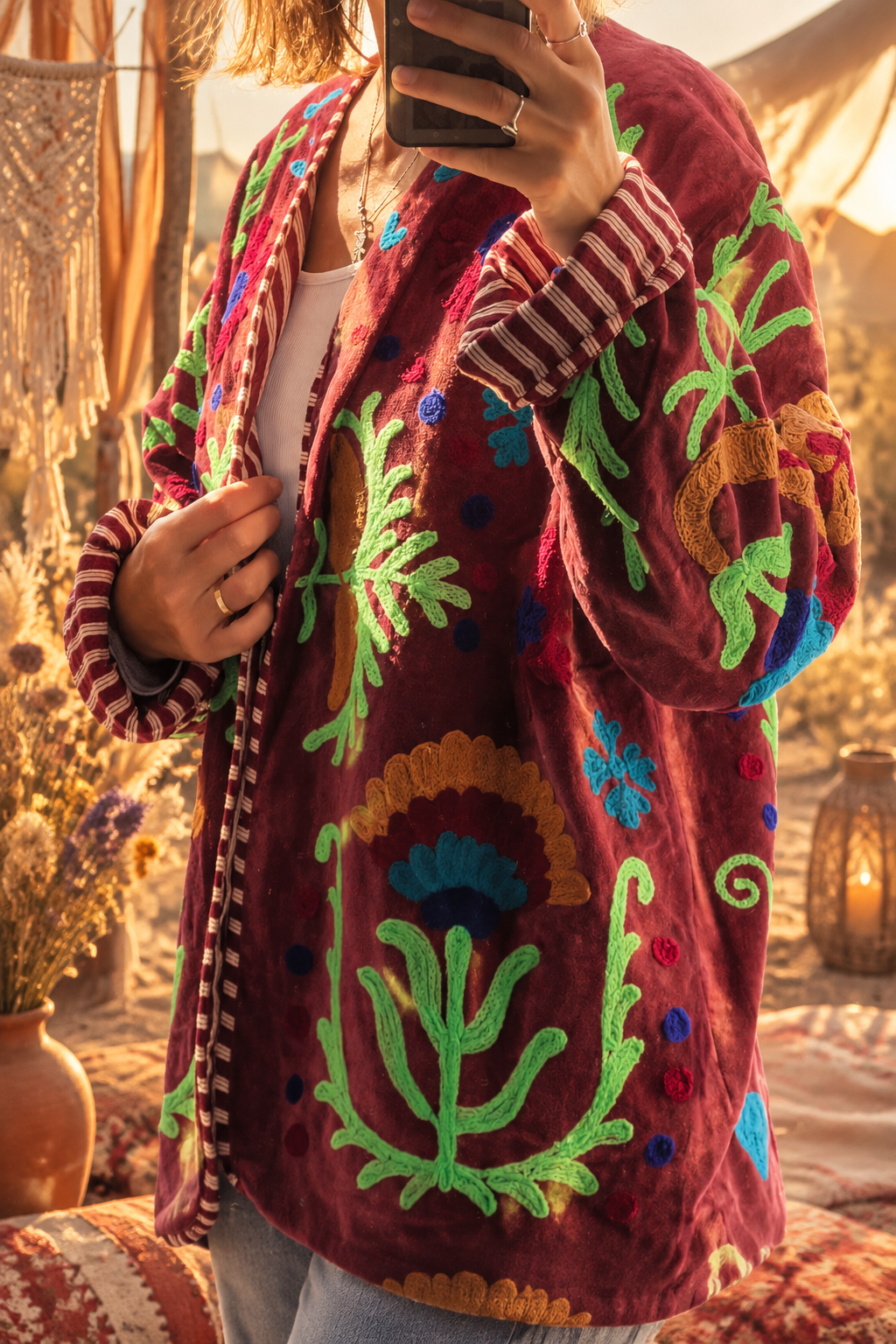 Chaqueta Suzani terciopelo bordada