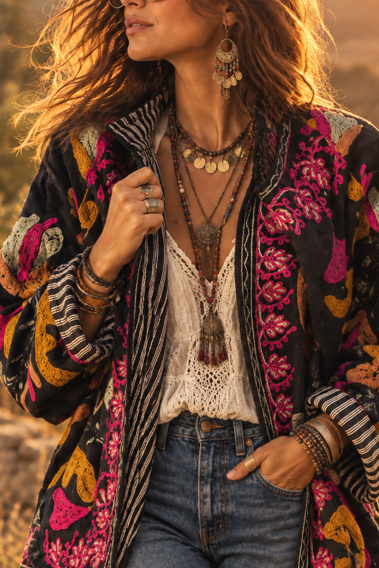 Chaqueta Suzani terciopelo bordada