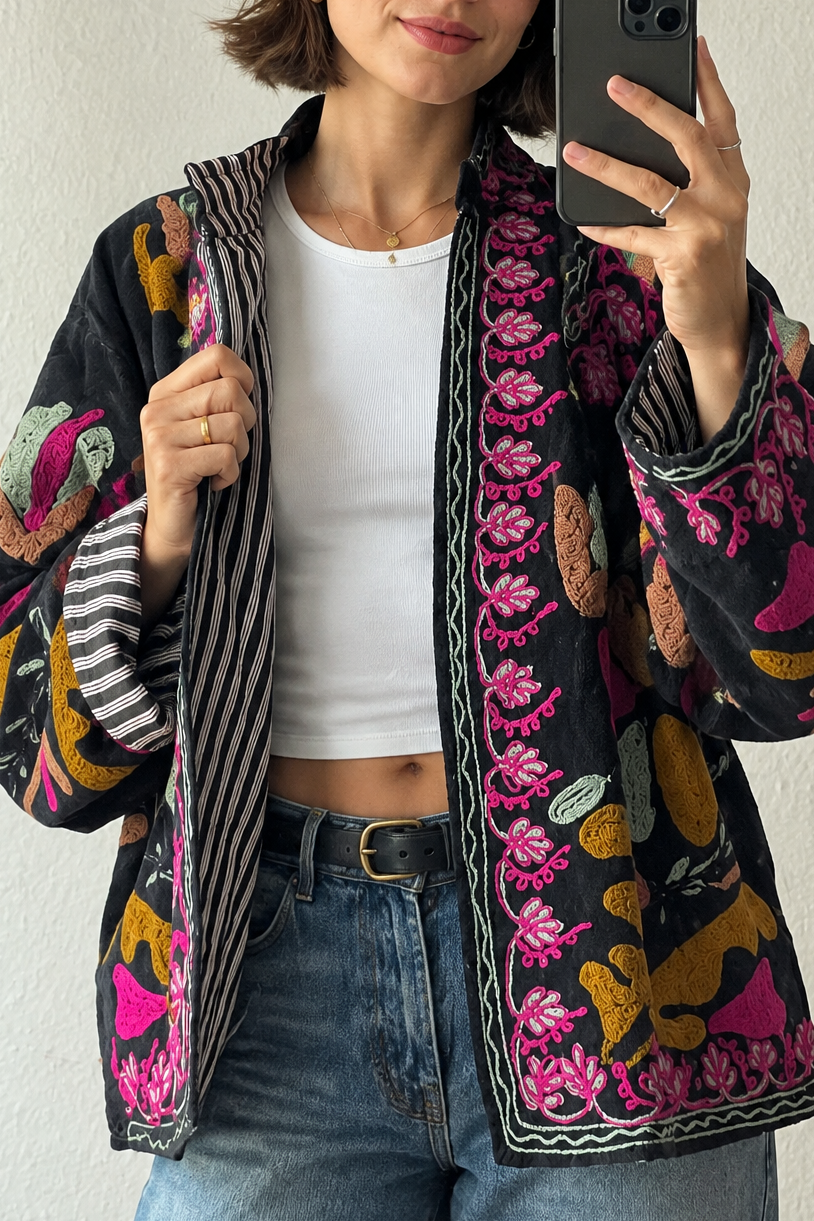 Chaqueta Suzani terciopelo bordada