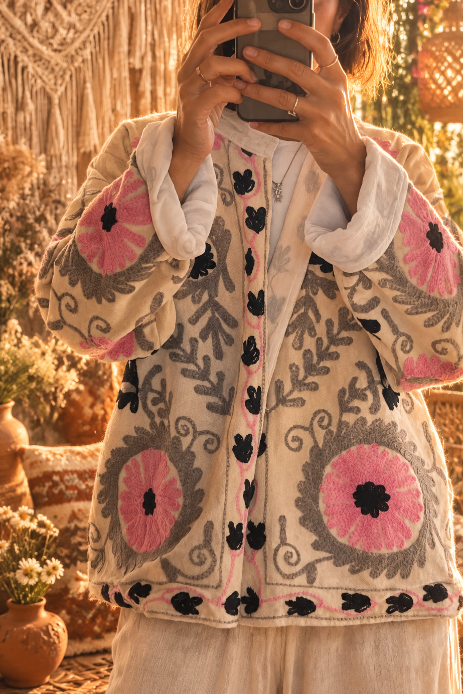 Chaqueta suzani terciopelo bordada