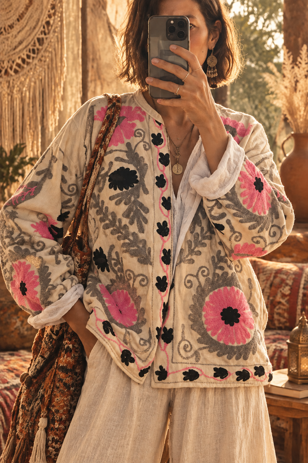 Chaqueta suzani terciopelo bordada