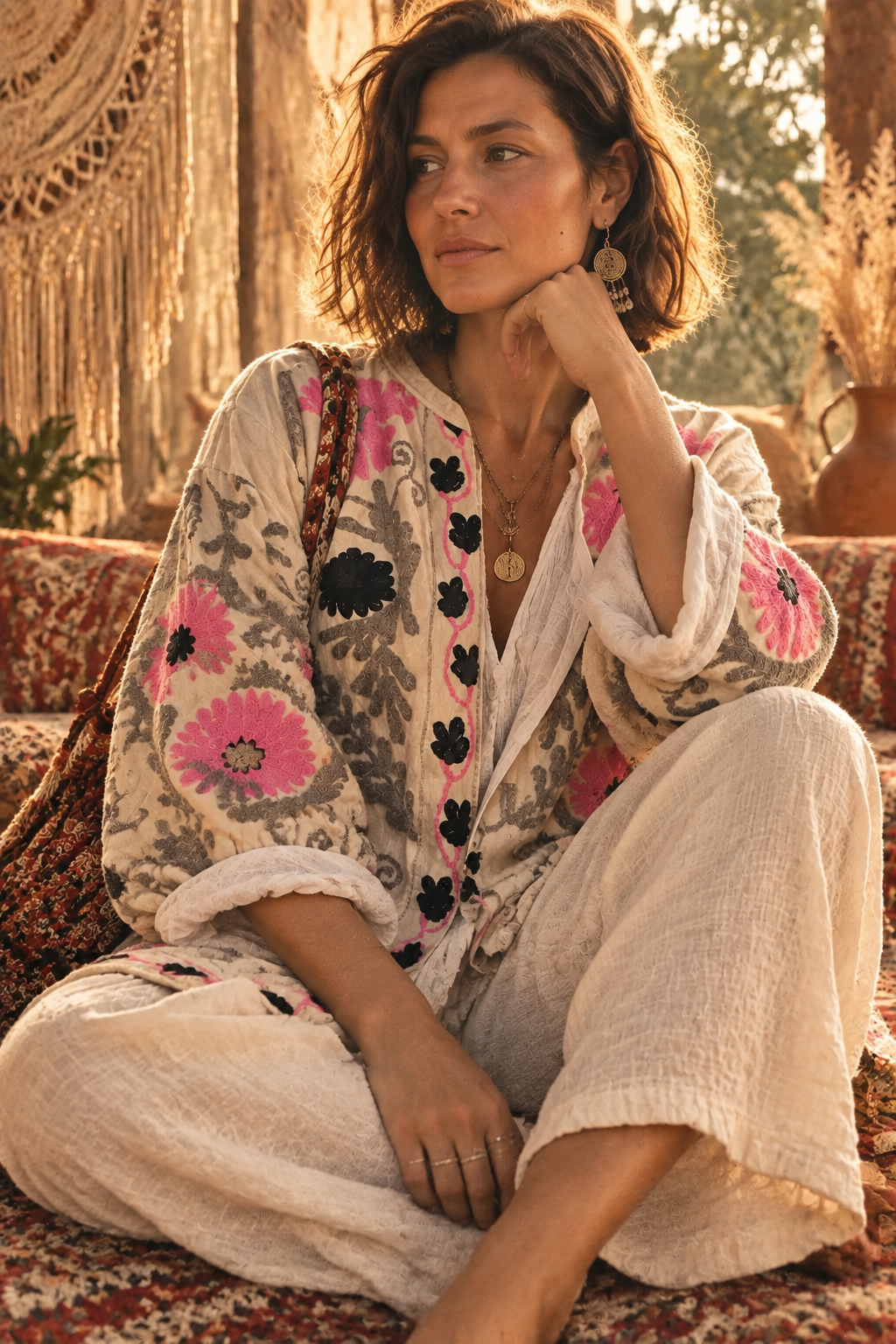 Chaqueta suzani terciopelo bordada