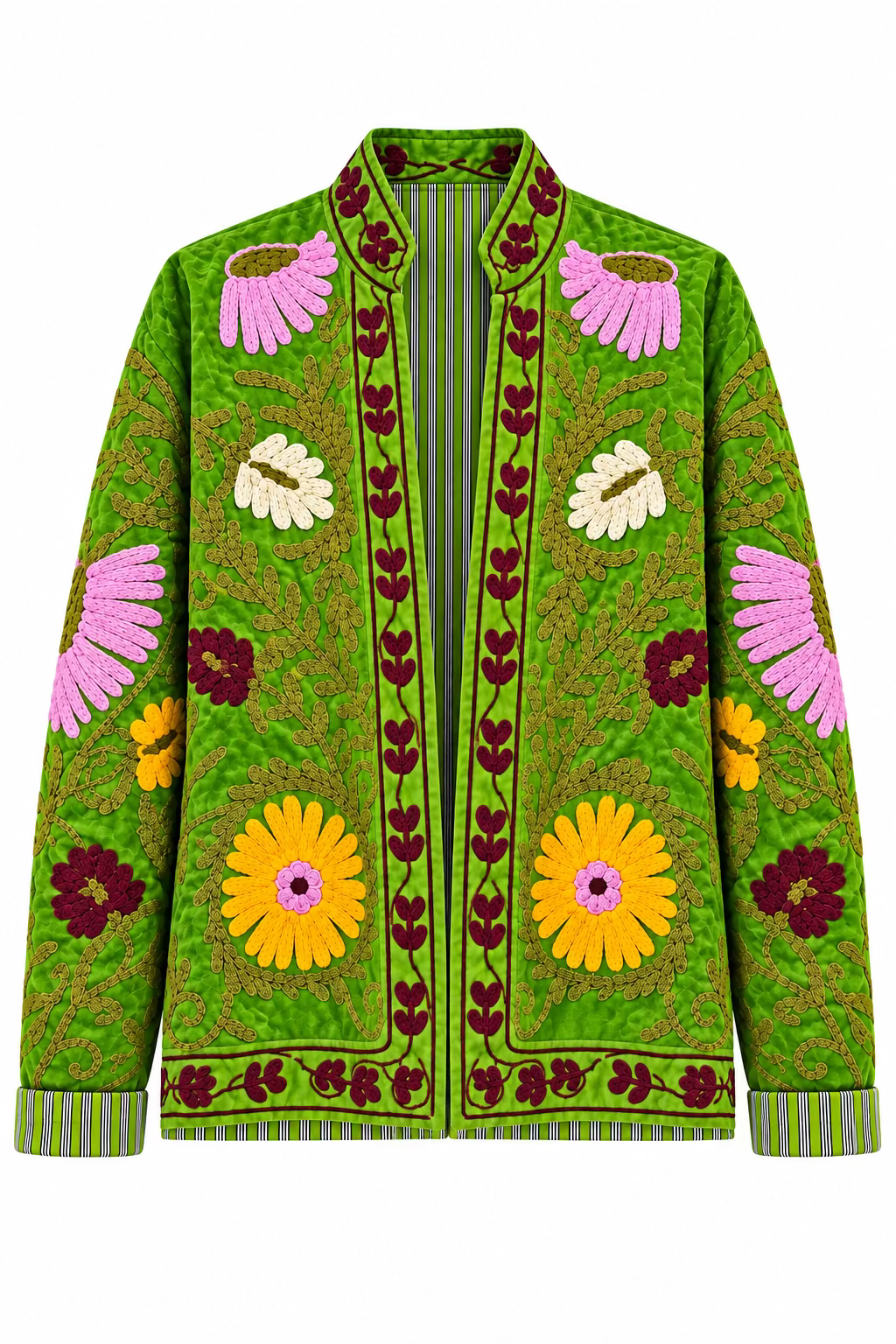 Chaqueta suzani terciopelo bordada verde